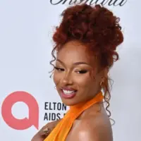 Megan Thee Stallion at the Elton John Academy Awards Viewing Party at West Hollywod Park on March 2^ 2025 in W Hollywood^ CA