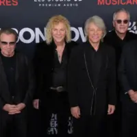 Phil X^ David Bryan^ Jon Bon Jovi^ Hugh McDonald and Tico Torres of Bon Jovi at the MusiCares Person of the Year Gala. LOS ANGELES^ USA. February 02^ 2024