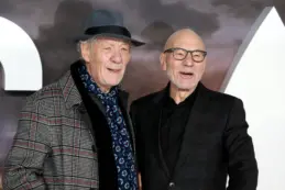 Ian McKellen and Patrick Stewart attend the 'Star Trek; Picard' TV show premiere at the Odeon Luxe cinema in Leicester Square in London^ United Kingdom-January 15^ 2020