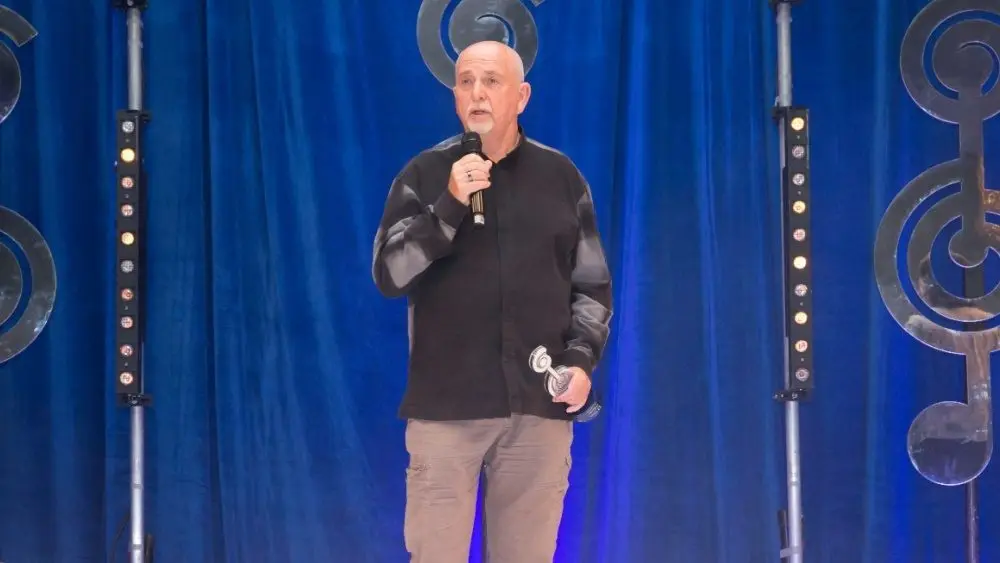 Peter Gabriel attends the annual O2 silver clef awards in aid of nordoff robbins music therapy London UK 1.7.2022 JP Marriot Grosvenor House Hotel Park Lane