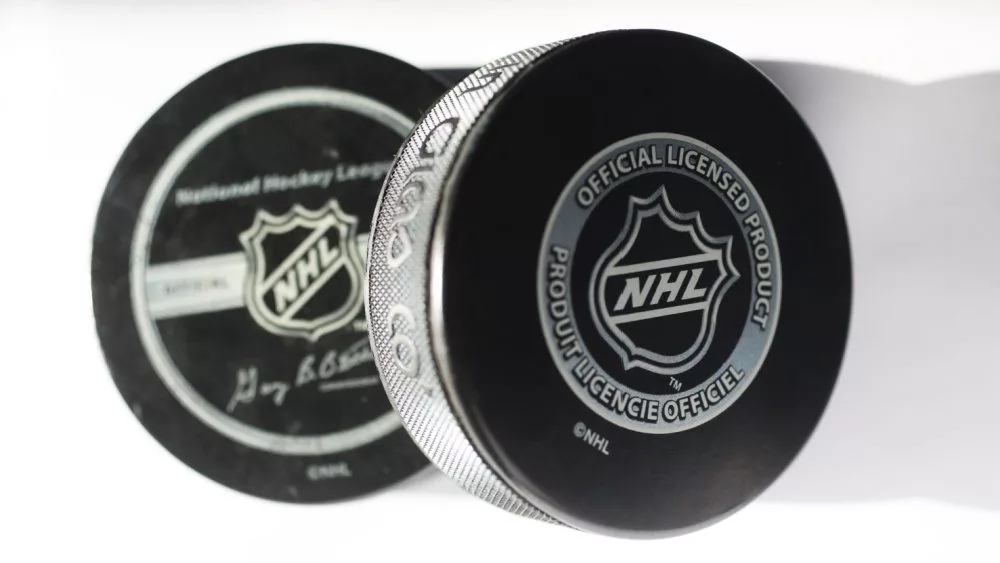 Official game puck from NHL^ National hockey league^ USA.