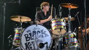 The Black Keys^ with drummer Patrick Carney^ performs on stage at the 2015 Mountain Jam Music Festival. Hunter^ New York - June 6^ 2015