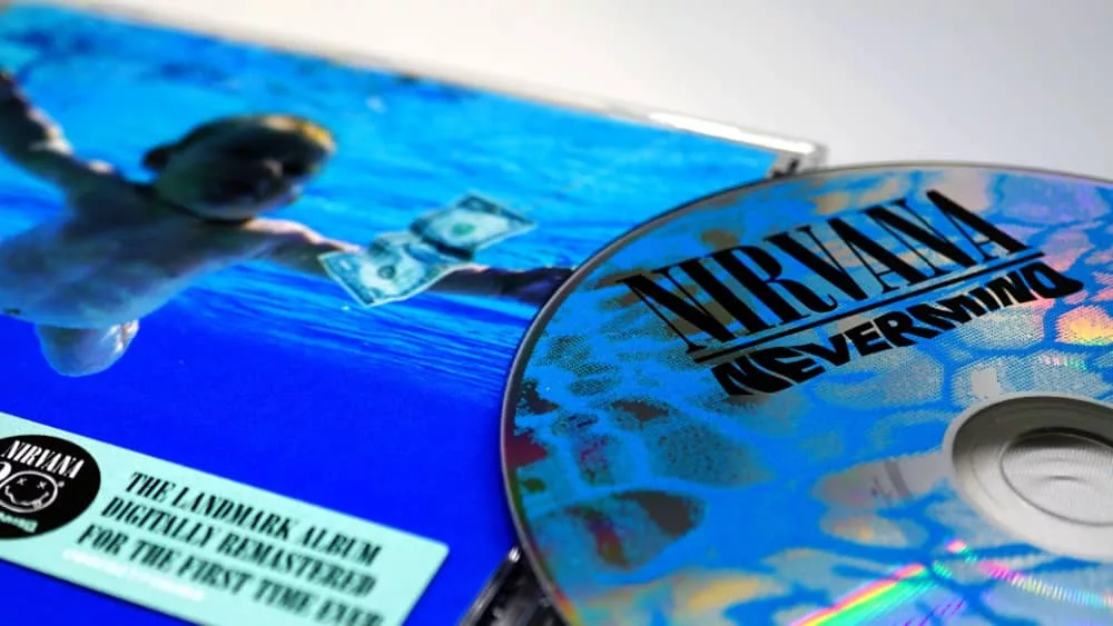 CD album of group NIRVANA. detail of the NEVERMIND ARTWORK