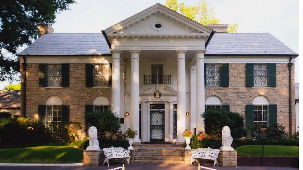 Graceland Mansion^ Elvis Presley lived in this Mansion from 1957 – 1977. MEMPHIS^ TENNESSEE^ USA.