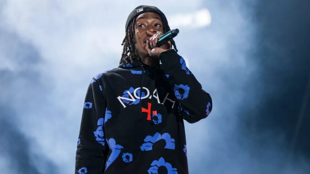 Wiz Khalifa raps on a stage with his band at the Aerodrome festival in Prague^ Czech Republic PRAGUE^ CZECH REPUBLIC- JUNE 28 2018