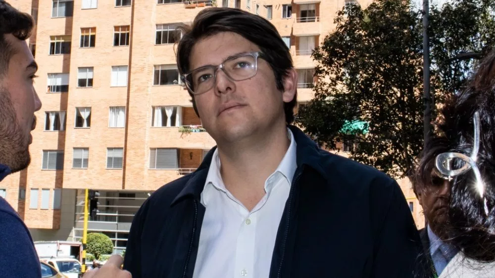 Miguel Uribe Turbay at the Citizen protest in front of the Ministry of Health against the Health Reform. Bogota^ Colombia - 14th November 2023