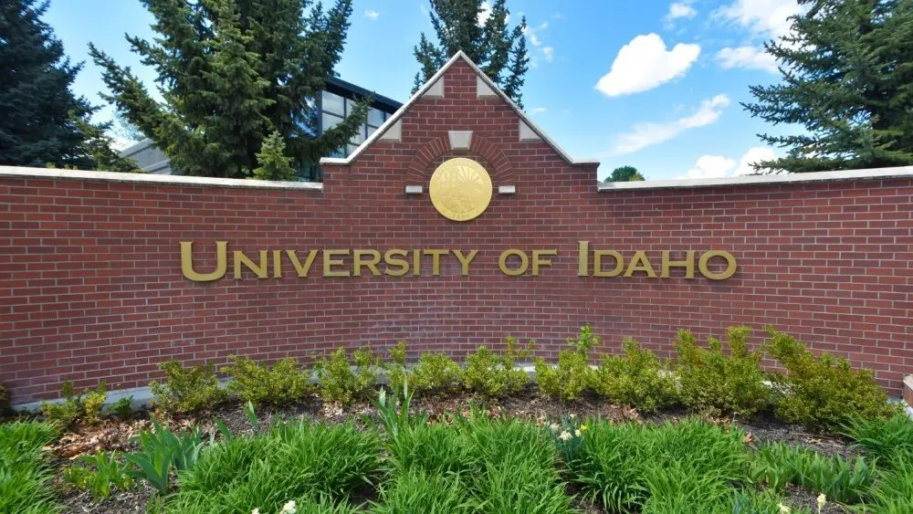 Red-brick sign marking the University of Idaho campus - Moscow^ Idaho^ USA