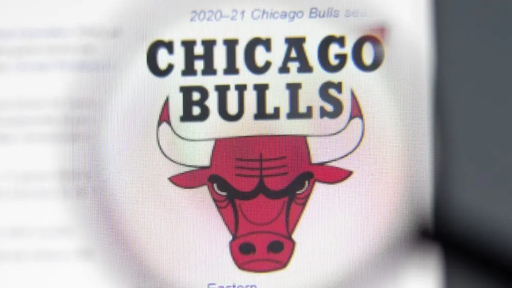Chicago Bulls website in browser with company logo^ Illustrative Editorial