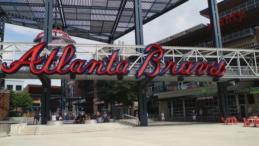 An entrance to Truist Stadium in Atlanta^ Georgia -- home field of Major League Baseball team of Atlanta Braves. Atlanta^ GA^ USA: June 12^2021
