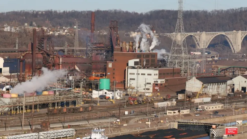 A busy industrial scene on the Monongahela River near Pittsburgh PA