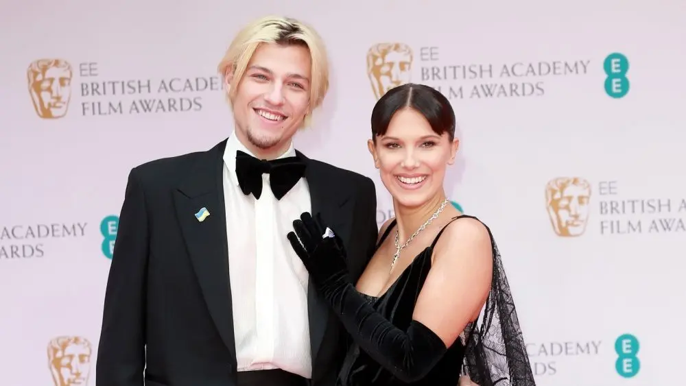 Millie Bobby Brown and husband Jake Bongiovi attend the EE British Academy Film Awards 2022 at Royal Albert Hall in London^ England. London^ United Kingdom - March 13^ 2022: