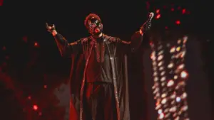 The Weeknd performs on stage at Lincoln Financial Field during the "After Hours til Dawn Stadium Tour." Philadelphia^ PA USA - July 30^ 2025