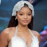 Halle Bailey attends the UK Premiere of "The Little Mermaid" at Odeon Luxe Leicester Square in London^ England. May 15^ 2023