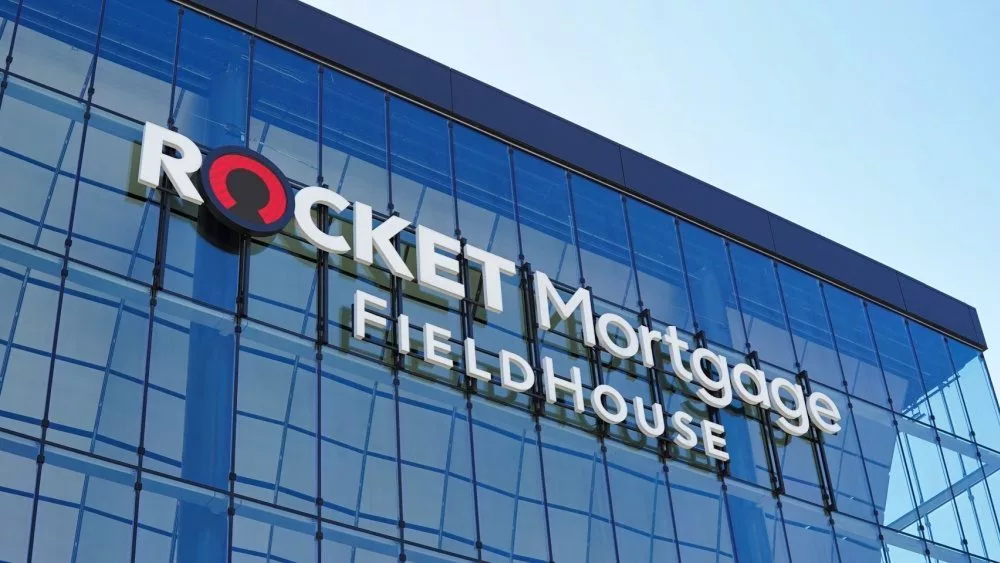 ROCKET Mortgage Fieldhouse^ in the heart of downtown Cleveland^ Ohio. Cleveland^ Ohio