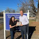 Rep. Windhorst received the award from Grace Lattz, director of field engagement for AFP, at his West Frankfort office on Monday. (Photo credit: Rep. Windhorst's office)