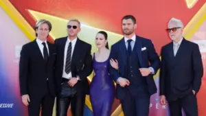 Peter Safran^ Nicholas Hoult^ Rachel Brosnahan^ David Corenswet^ James Gunn at the Premiere of Superman at the TCL Chinese Theatre IMAX LOS ANGELES - JULY 7^ 2025