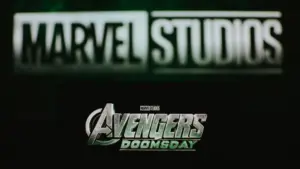 Avengers: Doomsday logo displayed on smartphone screen. Tartu^ Estonia-November 10^ 2024
