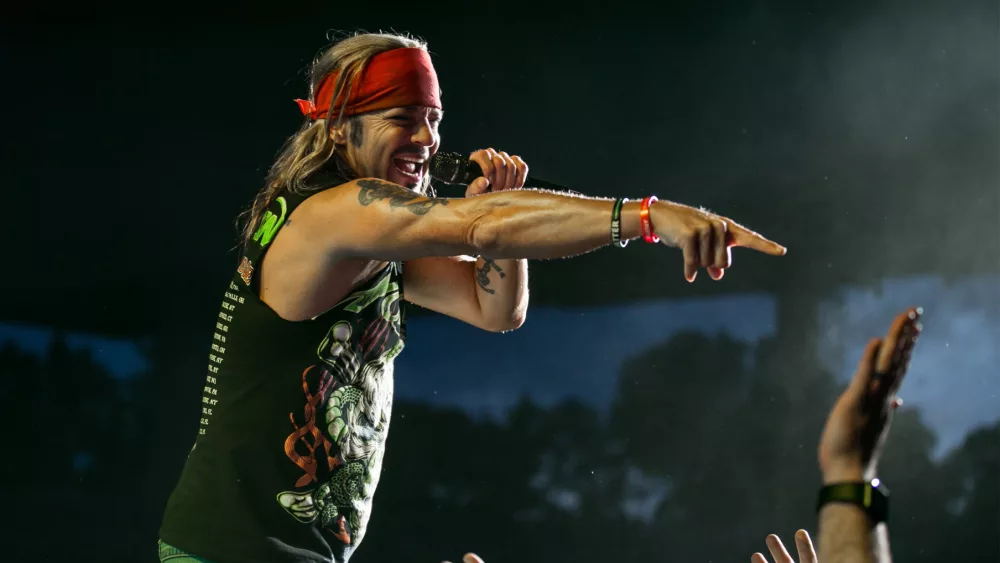 Bret Michaels of Poison performs at DTE Energy Music Theatre; Clarkston^ MI / USA - June 8^ 2018 -