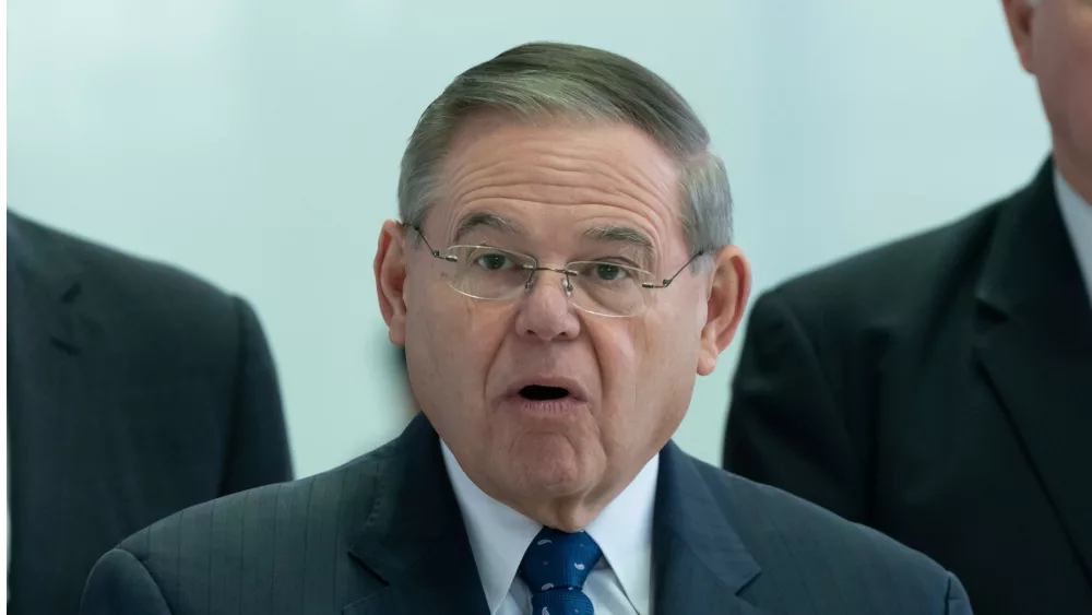 NJ Sen Bob Menendez during press encounter at Newark International Liberty airport terminal B Newark^ NJ - January 8^ 2019.