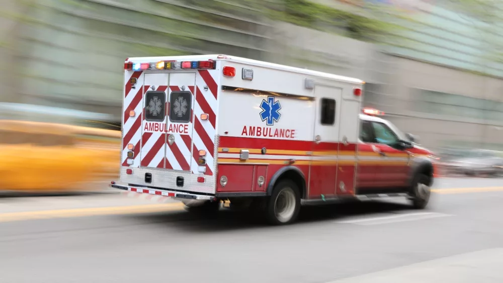 ambulance on emergency car in motion blur