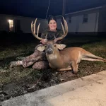 Annie Wehrheim: This is only my second year hunting with a crossbow and my biggest kill yet! I passed up on a smaller buck seconds before this guy came out!