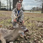 Baylie Sellers: I drove 4 hours to come back to illinois as I am currently in college in kentucky, it was Friday morning and the first day of shotgun season. He was in a thicket and I could barely see him, just saw his antlers and his nose. I waited for him to move and finally he moved but only to where I could get a shot of. After I aimed and shot he ran to the end of the thicket and dropped. Love hearing the sound of a buck dropping!