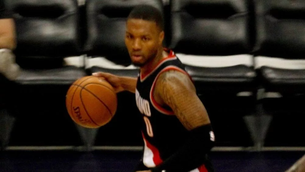 Damian Lillard point guard for the Portland Trailblazers at Talking Stick Resort Arena in Phoenix Arizona USA October 11^2017.