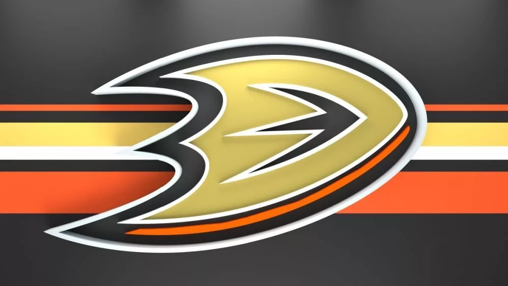 Emblem of the Anaheim Ducks. The Anaheim Ducks are a professional ice hockey team. Logo for presentation or infographics. 3D render. 3D Illustration