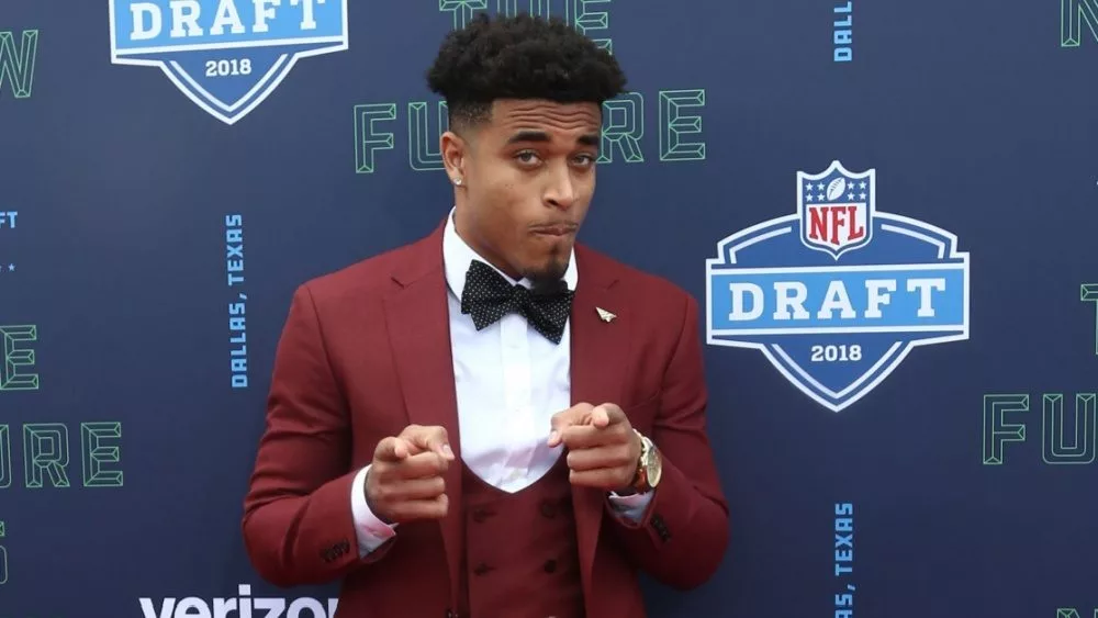 NFL star Jaire Alexander attends the 2018 NFL Draft at AT&T Stadium on April 26^ 2018 in Arlington^ Texas.