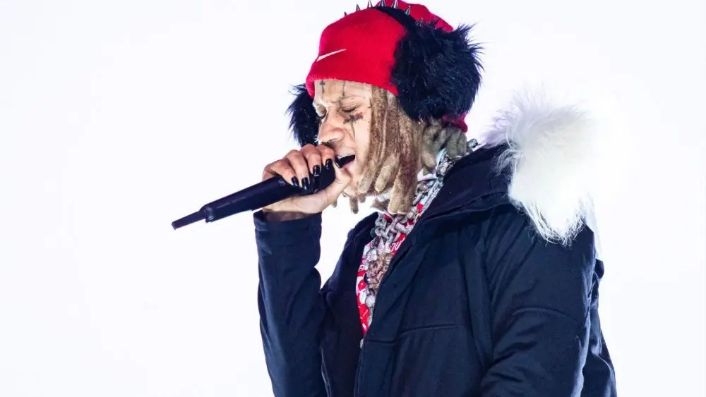 Trippie Redd joins KSI on stage during a performance at Misfits Boxing X-Series 17 in Dublin's 3Arena Dublin^ Ireland - August 31 2024