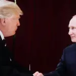 US President Donald Trump and Russian President Vladimir Putin are in conversation. New York^ US - 01 September 2025