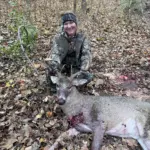 Malinda Fouche: This was my first ever hunt. Learned how to shoot crossbow about 3 weeks ago. I could see some and hear some rattling to the left over my shoulder on a hill. So I told my boyfriend and he started calling it in. The buck never came closer to the stand, but he told me if I got a clean shot just shoot. Finally got the buck to stop and I shot him at 51 yards out. I was shaking(I told my boyfriend it was because I was cold). I’m hooked