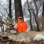 Brian Dryden: I’m 62 years old and spent 24 years in the military. I’m a disabled veteran and I was drawn for the hunt at Crab Orchard this year. I sat all day on day 1 of the season and saw several bucks chasing does but I wasn’t able to get a shot. On day 2 a doe popped out of a drainage running towards me at about 75 yards. I got ready and this 11 point was on her tail. She went by at 60 yards and he followed and I was able to make the shot. Great Hunt!!