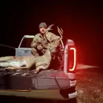 Brent Schorfheide: I harvested this buck on ground I’ve hunted since I was a kid. This was the 3rd encounter I had with him as he had evaded me the previous 2 nights but this night I decided to take the initiative to get closer to where he was coming out and sat up on the ground. He popped out with about 5 minutes of shooting light left and I hit him at 27 FEET! It was one of the coolest encounters I’ve ever had hunting and was stoked