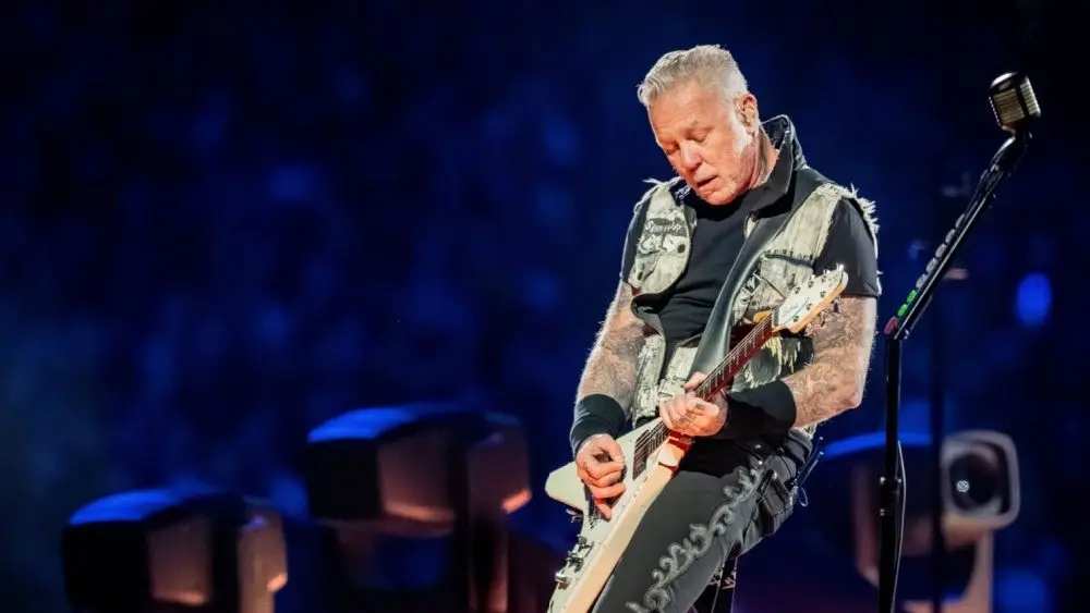 James Hetfield of Metallica performs on stage at Lincoln Financial Field during the M72 World Tour. Philadelphia^ PA USA - May 25^ 2025