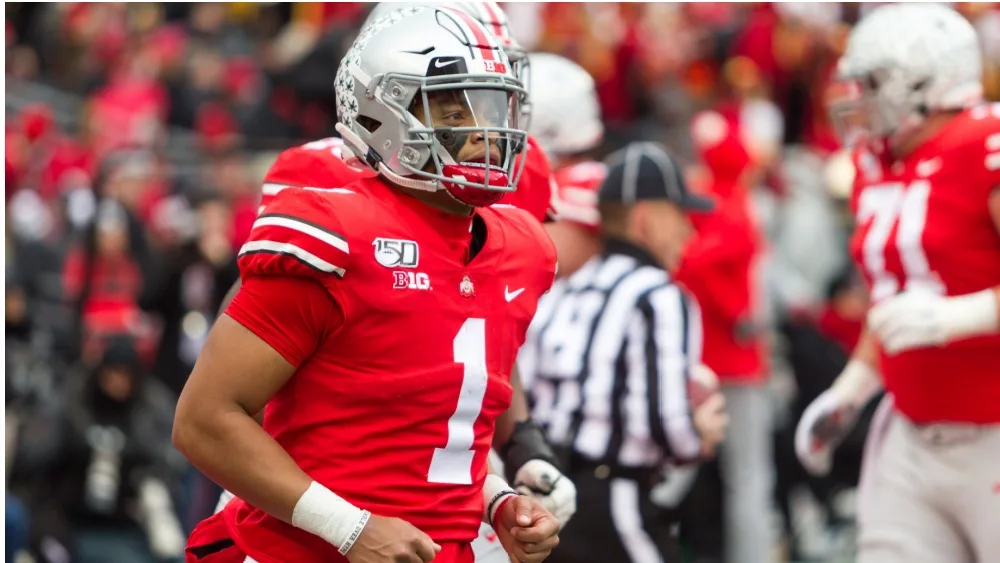 Justin Fields #1 - at University of Maryland Terrapins Vs. Ohio State Buckeyes on November 11th 2019 at the Ohio State Stadium in Columbus^ Ohio USA