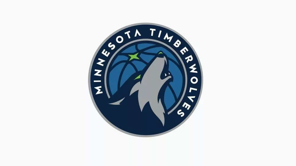 Minnesota Timberwolves^ Sports editorial vector logo is printed on white paper.