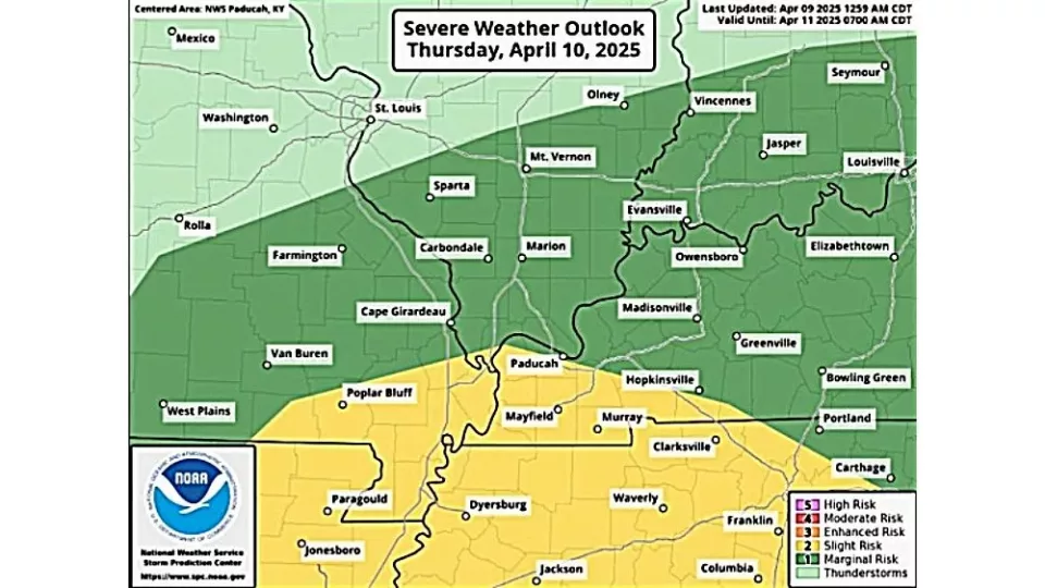 Marginal to Slight Risk of Severe Thunderstorms across Region Thursday ...