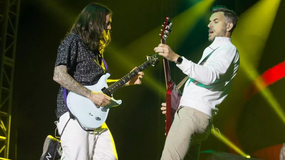 311 performs at the High Times Cannabis Cup in Santa Rosa. Nick Hexum^ in white shirt^ is the bands lead vocalist. Santa Rosa^ CA/USA - 6/3/17