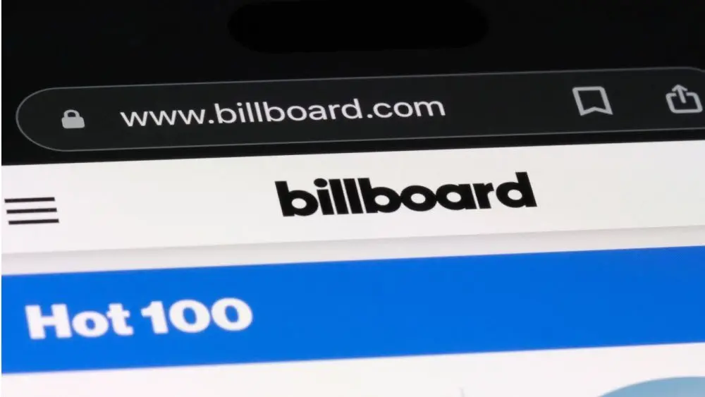Billboard website brand logo and Billboard Hot 100 chart Shanghai^China-May 6th 2024