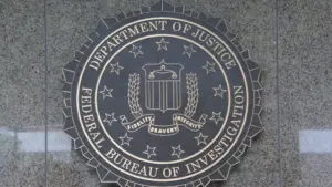 F.B.I. seal of the Department of Justice/Federal Bureau of Investigation located outside the J. Edgar Hoover F.B.I. Building in downtown Washington^ DC