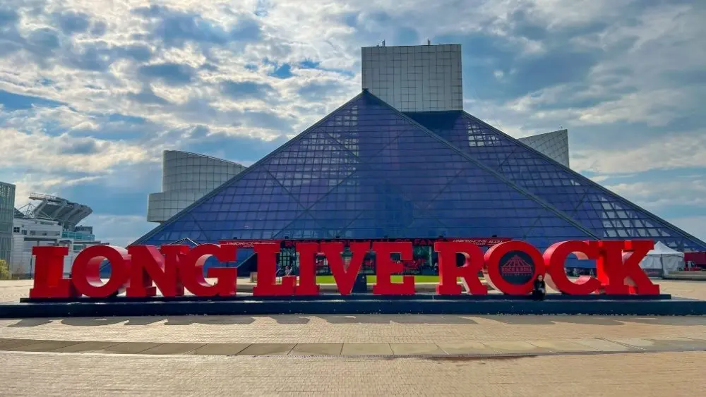 The Rock and Roll Hall of Fame and Museum in Downtown Cleveland Ohio USA Cleveland^ Ohio USA - April 22^ 2023