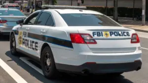 FBI agents in Washington DC. Police FBI car patrolling the streets of the capital. FBI vehicle near the U.S. Capitol. Federal agents. Criminal activity in DC. FBI car near Capitol Hill. Police