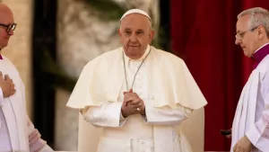 Pope Francis Bergoglio celebrates mass and greets the faithful who arrived in their thousands in St. Peter's. Palm Sunday preceding the Christian Catholic Easter. Rome Italy 03 24 2024