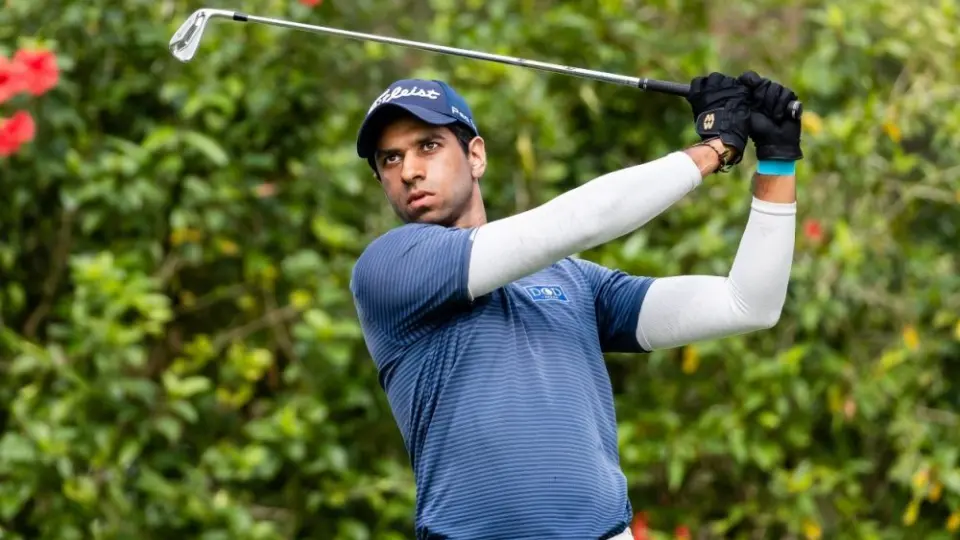 Aaron Rai of England tees off during day three of the Honma Hong Kong Open in Hong Kong^ Hong Kong. Hong Kong - November 24 2018