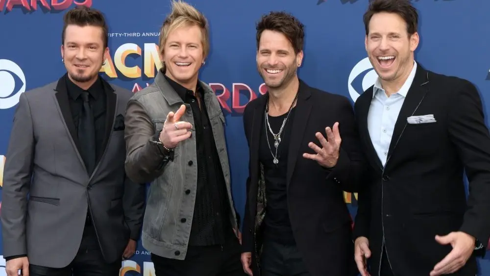 Barry Knox^ Josh McSwain^ Matt Thomas^ Scott Thomas^ Parmalee at the Academy of Country Music Awards 2018 at MGM Grand Garden Arena on April 15^ 2018 in Las Vegas^ NV