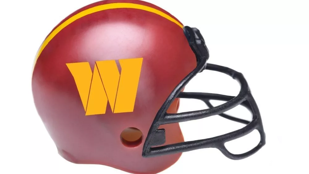 Football Helmet for the Washington Commanders of the National Football Conference East.