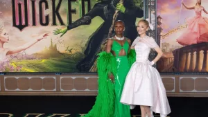 Cynthia Erivo and Ariana Grande at the premiere for Wicked at the Dorothy Chandler Pavilion. LOS ANGELES^ CA. November 09^ 2024