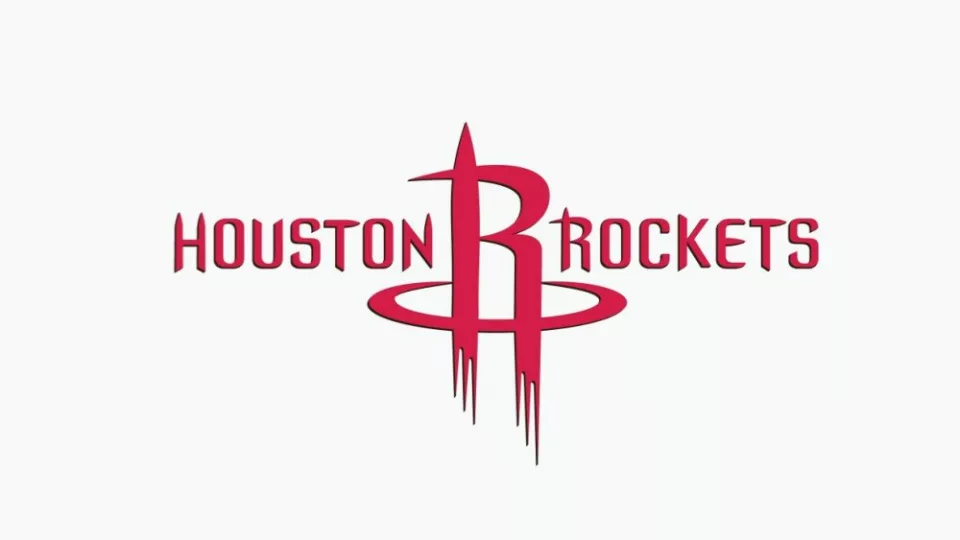 LOGO (RED) of NBA franchise HOUSTON ROCKETS on white background.