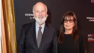 Rob Reiner and Michele Singer Reiner attend New York Stem Cell Foundation Gala and Science Fair at Jazz at Lincoln Center on October 10^ 2023